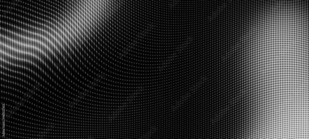 Poster Abstract digital wave of particles. Futuristic point wave. Technology background