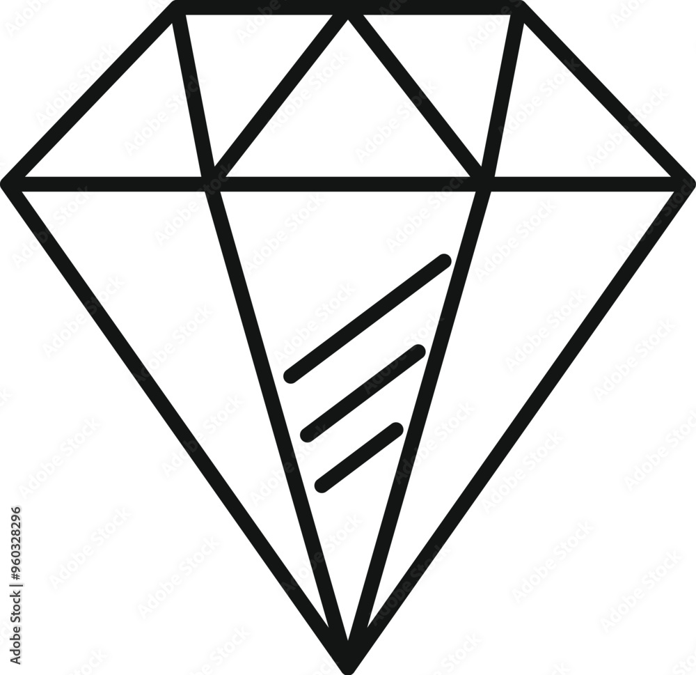 Poster this simple diamond icon is drawn with bold lines and three lines representing reflected light