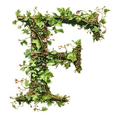 Fototapeta premium Letter F Formed by Vines and Flowers.