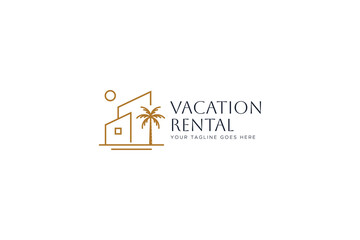 Modern Rental Vacation House Logo Minimalist Abstract Illustration Brand Identity