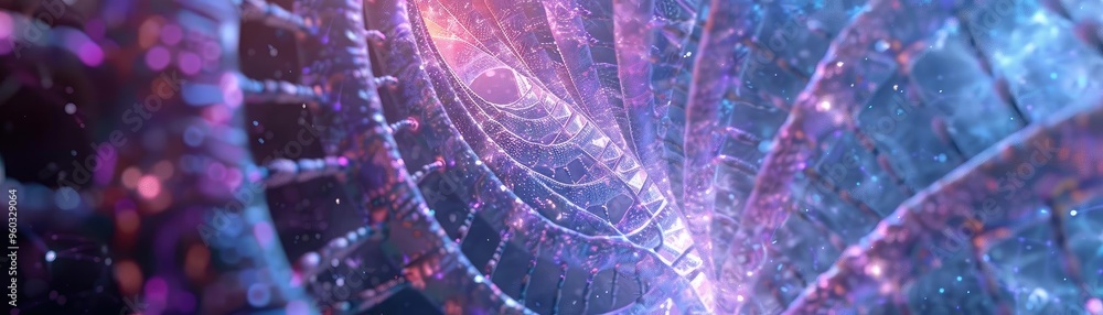 Poster an abstract representation of interconnected strands, showcasing vibrant colors and intricate patter