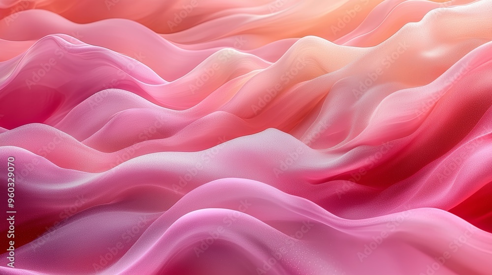 Poster abstract waves of soft pink and coral hues create a serene flowing texture in a minimalist art compo