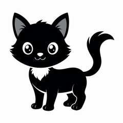 Obraz premium a cute baby cat silhouette vector style with white Background Illustration