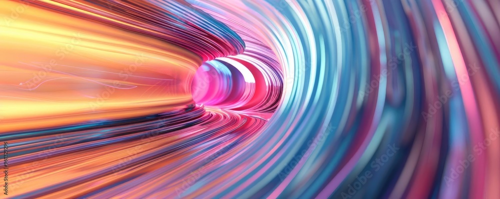 Poster a vibrant abstract tunnel design showcasing dynamic colors and motion, perfect for creative projects