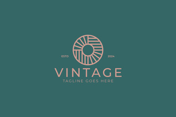 Circle Linear Geometric Abstract Logo Vintage Sign Symbol Template Design