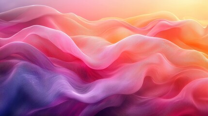 Obraz premium Vibrant abstract waves of pink and purple hues flowing gently in a dreamy sunset light with soft gradients in the background