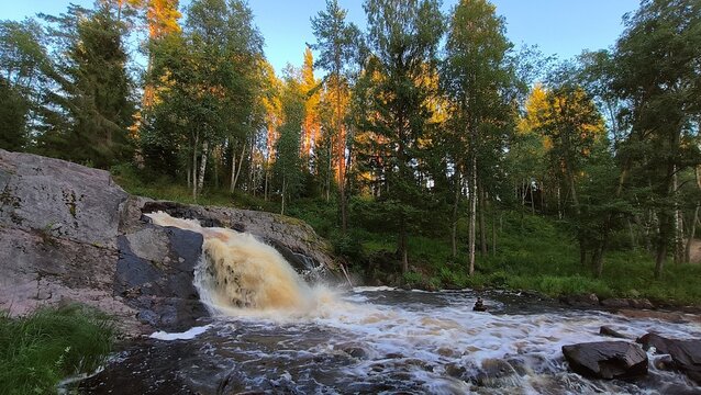Landscape of the Koyirinoy waterfall on the Koinirioki River Pitkiarantsky district