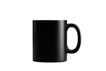 A sleek black mug with a smooth finish