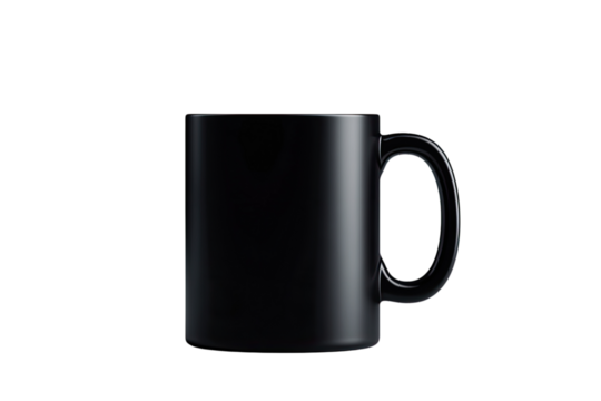 A sleek black mug with a smooth finish