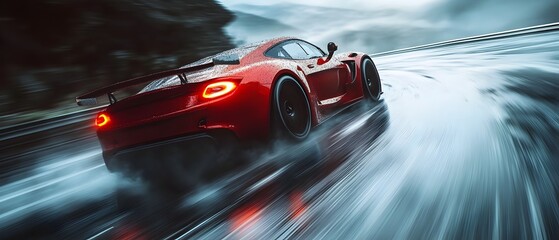 Supercar Mastering Touge Racing on Tight Mountain Roads with Precision and Power   Photography Concept Showcasing the Thrill and Adrenaline of High Speed Driving on Winding Challenging Terrain