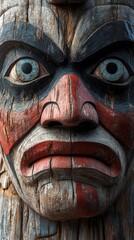 Close-Up of Traditional Inuit Face Mask with Bold Patterns