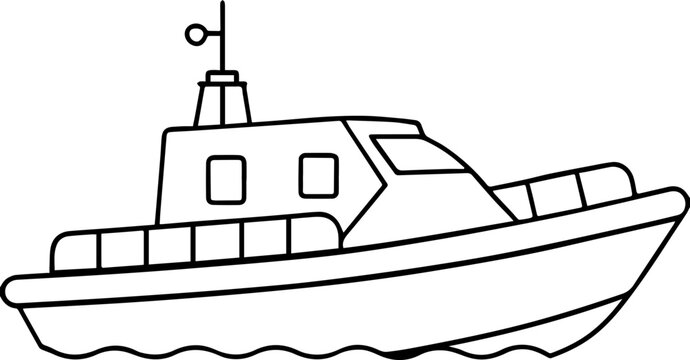 recommend clip art: rescue boat line art vector silhouette
