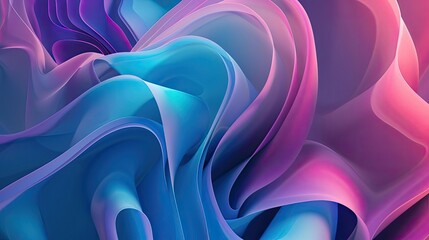 Obraz premium Vibrant abstract waves in shades of blue and pink create a dynamic and fluid visual experience, perfect for backgrounds and designs.