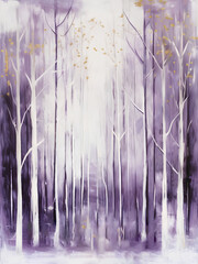 Obraz premium An abstract painting of a forest with bare branches and trees in the winter