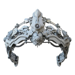 Fototapeta premium Futuristic crown design featuring intricate mechanical details and a sleek white finish, perfect for sci-fi projects.
