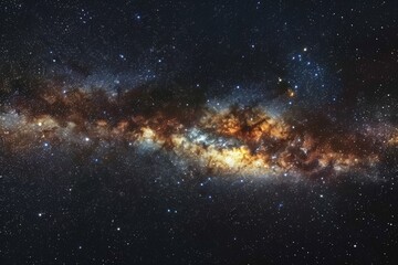 Obraz premium A stunning view of the Milky Way galaxy, filled with countless stars and cosmic dust, creating a breathtaking celestial landscape.