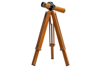 A professional telescope mounted on a sturdy wooden tripod, ideal for stargazing and astronomical observation.