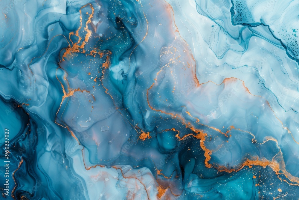 Poster marble ink colorful blue marble pattern texture abstract background can be used for background or wa