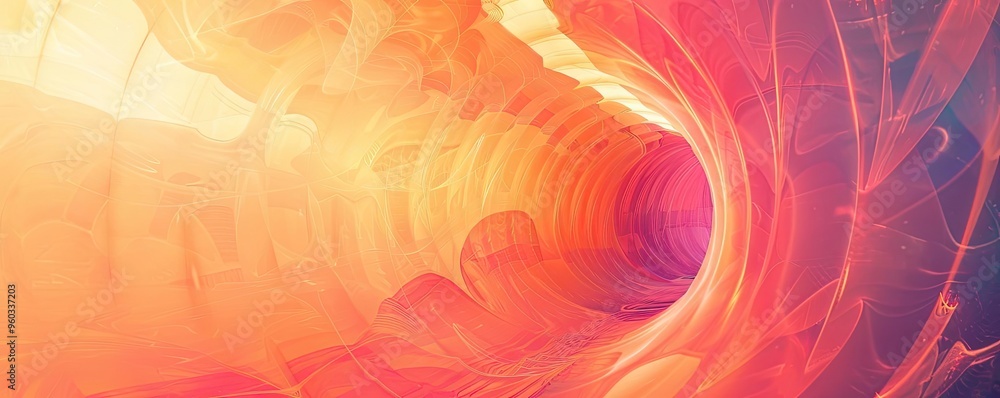Poster an abstract swirl of vibrant colors creating a mesmerizing tunnel effect, perfect for creative and m