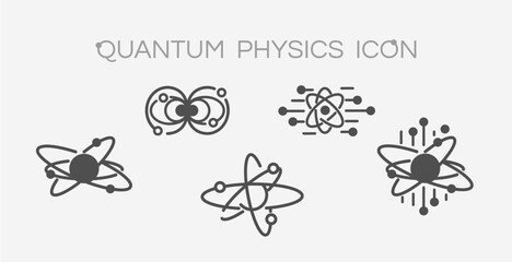 Quantum physics icon set in vector art for science concept