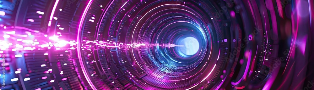 Poster a vibrant tunnel of light showcasing colorful energy and dynamic motion, perfect for futuristic and 