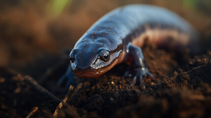 Obraz premium Close-Up of a Salamander on the Forest Floor