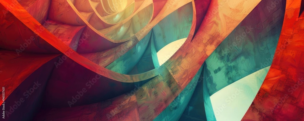 Poster vibrant abstract swirl depicting a colorful and dynamic flow of shapes and forms, ideal for artistic