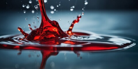 A splash of red liquid in a pool of water.