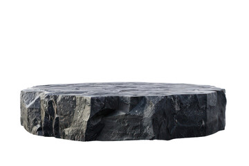 Dark Rocky Round Podium for Product Promotion Isolated on Transparent Background