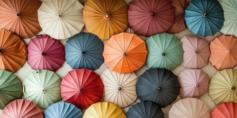 Colorful Umbrellas Hung on a Wall