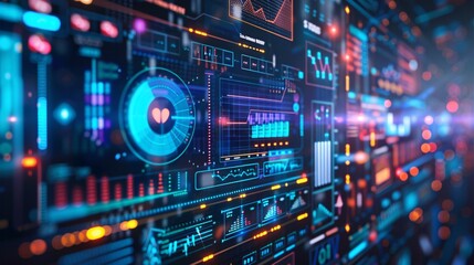 Fototapeta premium Futuristic Digital Interface with Data and Graphs
