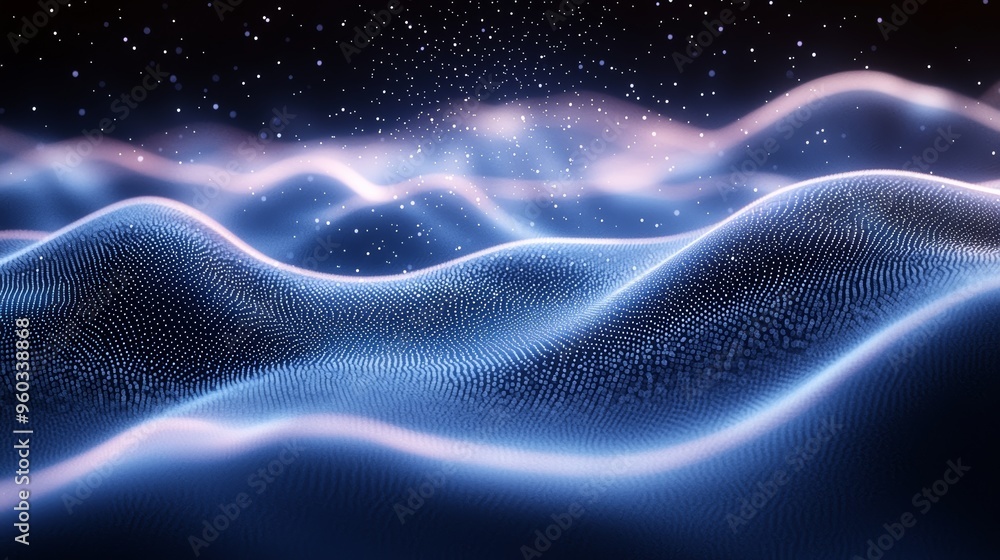 Poster glowing waves of light create a mesmerizing visual display, evoking a sense of depth and tranquility