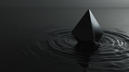 Fototapeta premium Black Pyramid Floating on Liquid Surface