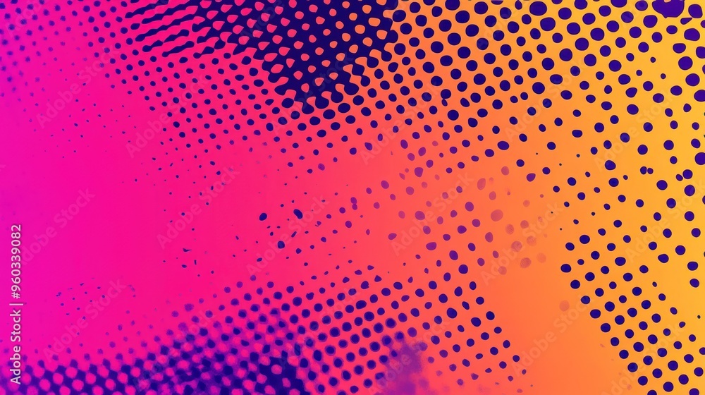 Poster vibrant abstract background with a gradient of pink and orange dots creating a lively, modern atmosp