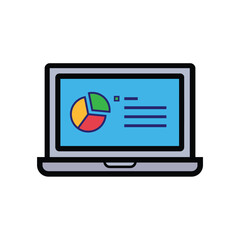 results. research and analysis laptop. flat design style icon. Suitable for education, business, economics. vector design template