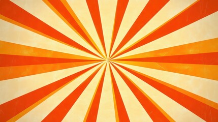 Obraz premium A vibrant sunburst pattern featuring bold orange and cream stripes radiating outward, creating a striking visual effect.