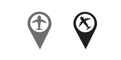 Airport Symbol With Navigation Location Map Pin Icon Vector