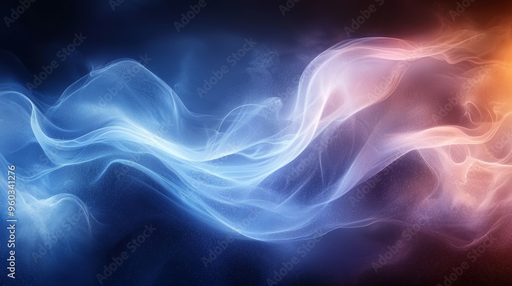 Poster dynamic swirling patterns of blue and orange smoke in a dark background create a mesmerizing visual 