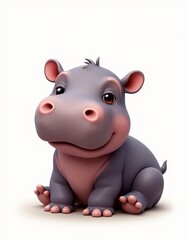 Fototapeta premium Adorable Baby Hippopotamus: Cute Animal Photography 