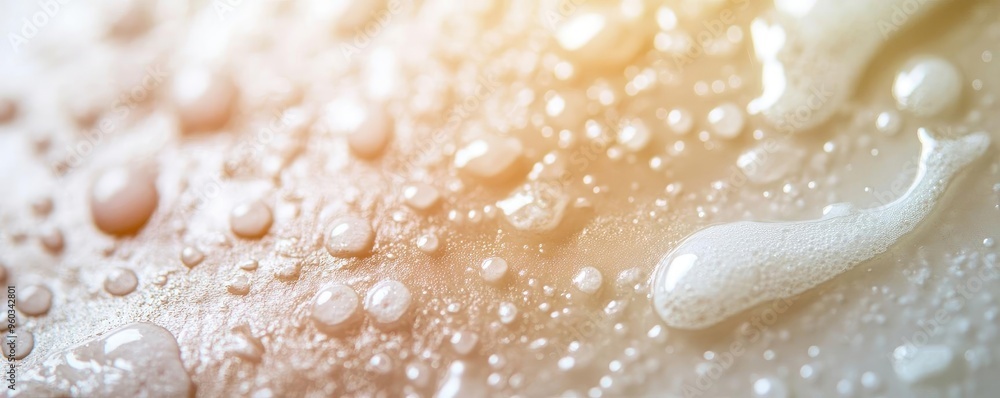 Poster Close-up view of bubbles and soft texture, creating an abstract and soothing background full of light and color.