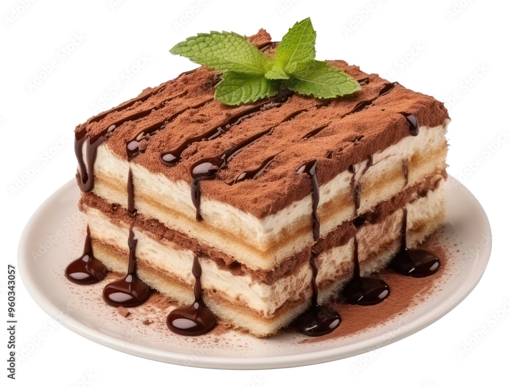 Wall mural PNG Tiramisu cake dessert plate food.