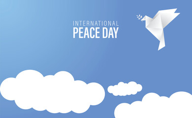 International day of peace vector card illustration. white dove bird symbol. Graphic design to celebrate the ideals of peace, respect, non-violence and cease-fire.