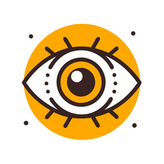 Naklejka premium Eye illustration with orange circle, Halloween spooky eye icon