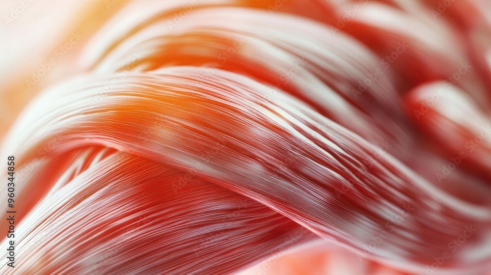 Poster a close-up image of intertwined fibers in orange and white hues, showcasing texture and movement for