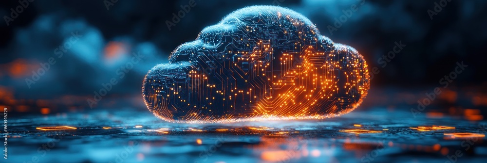 Wall mural Illuminated Circuit Board Cloud Symbol