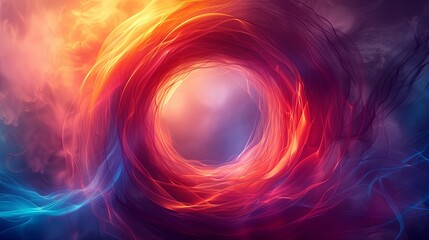 Colorful abstract panoramic background: geometric white ring. Car backplate, 3D rendering computer digitally generated illustration