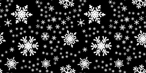 Snowflakes seamless pattern for Christmas holidays. Xmas snowflake ornament for winter holidays greeting card or wrapper. Christmas snowfall texture.