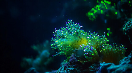 Obraz premium Vibrant Green Coral Reef Underwater Photography