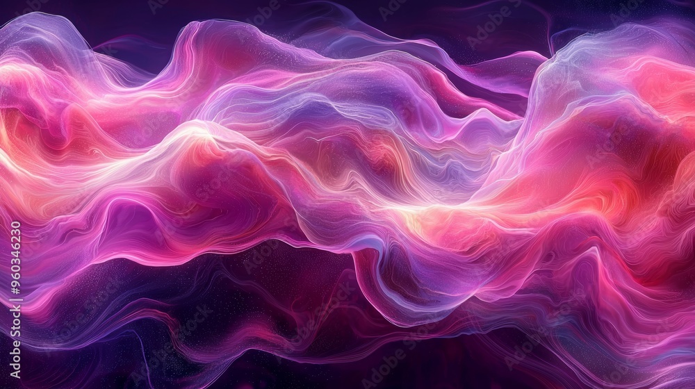 Aufkleber vibrant abstract waves of color flow gracefully in a cosmic composition, creating an ethereal atmosp