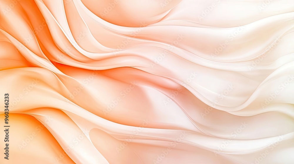 Poster a soft, flowing background with gentle waves of orange and white fabric, creating a serene and calmi